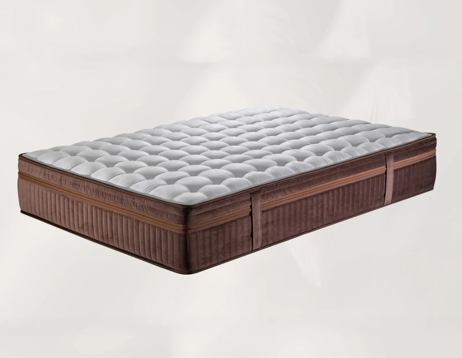 Matelas L'Artisan du Matelas à plateau capitonné et plate-bande chocolat